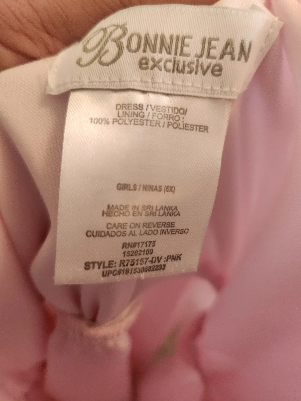 Bonnie Jean Pink Rose Applique Tiered Tulle Dress Size 6x